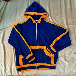 Vintage 70s royal blue w/ yellow-gold trim sweatshirt fits Medium, roomy
